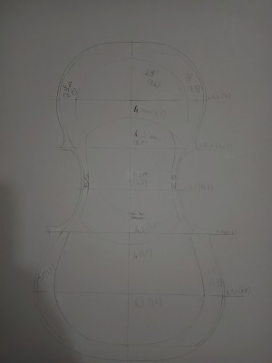 mappa spessori, tra parentesi quelli di Sacconi. Segnate anche le altezze delle quinte